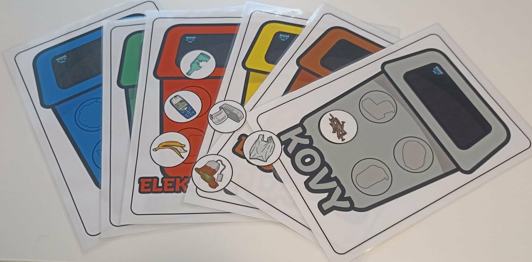 Třídění odpadu (6 kontejnerů, 24 kartiček)