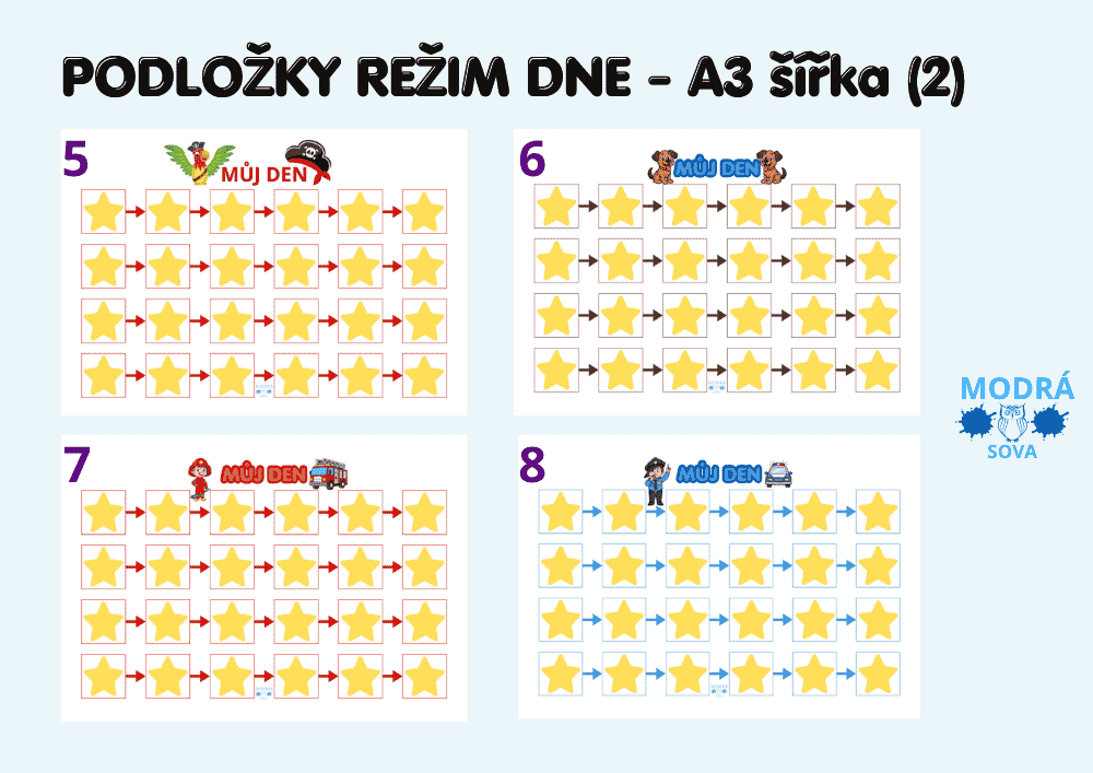 Podložka A3 šířka - Režim dne holka/kluk/školka