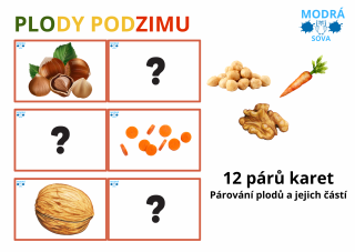 Aktivita pro nejmenší - Plody podzimu (12 párů kartiček)