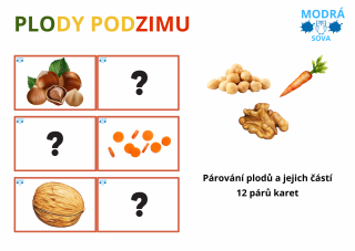 Aktivita pro nejmenší - Plody podzimu (12 párů kartiček)