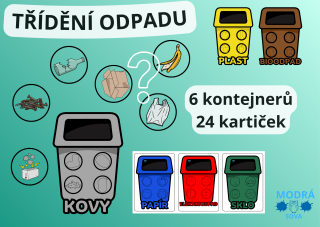 Třídění odpadu (6 kontejnerů, 24 kartiček)