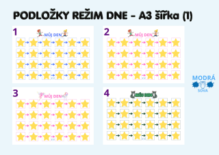 Podložka A3 šířka - Režim dne holka/kluk/školka