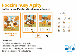 Podzim husy Agáty (knížka na doplňování sloves a činností)