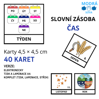Základní slovní zásoba ČAS (40 kartiček), kartičky 4,5 x 4,5 cm