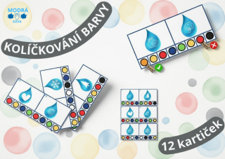 Aktivita pro nejmenší - Kolíčkování barvy (12 kartiček)