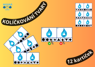 Aktivita pro nejmenší - Kolíčkování tvary (12 kartiček)
